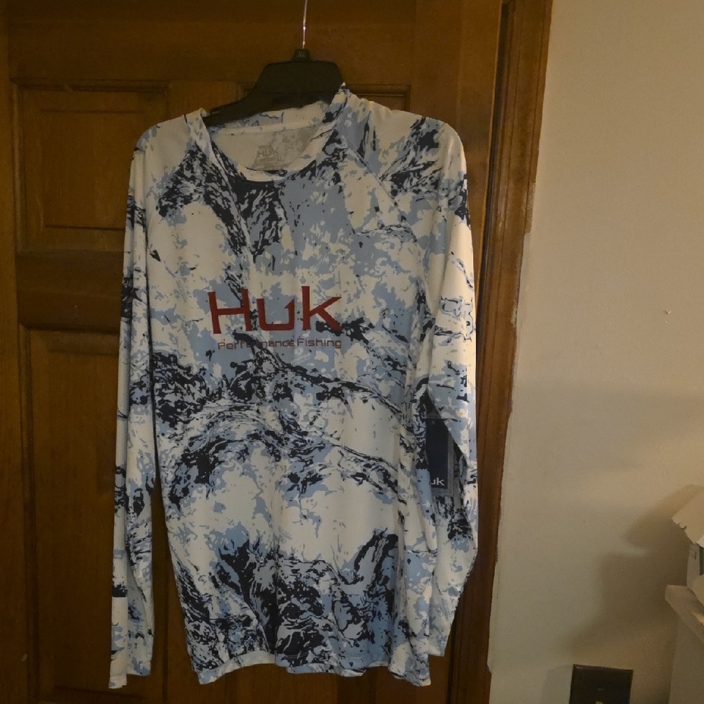 Huk Blue and White Performance Shirt
